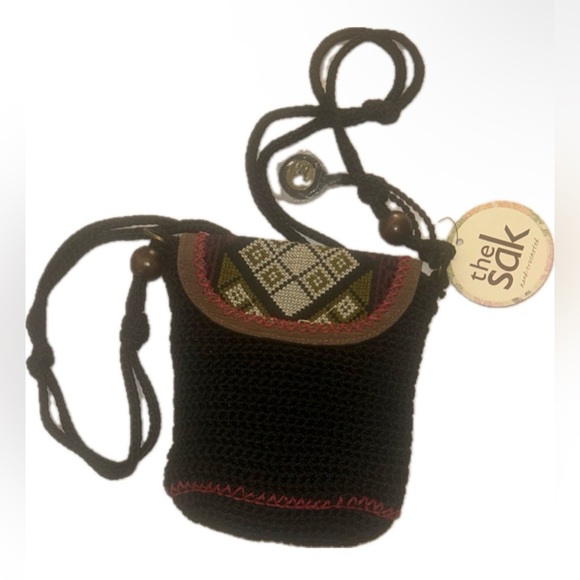 The Sak Handbags - 🆕 The Sak Sayulita Mini Flap Crossbody Bag Crochet Black Tribal Boho Artisan